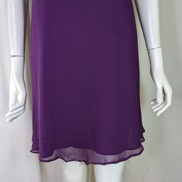 Romantic Purple Silk Dress Ruffles Couture Miss Me Romance - Picture 9 of 12